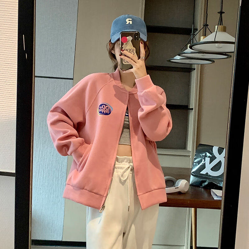 沐悠羽短外套粉色棒球服女2023年早春新款小个子开衫上衣潮ins小众