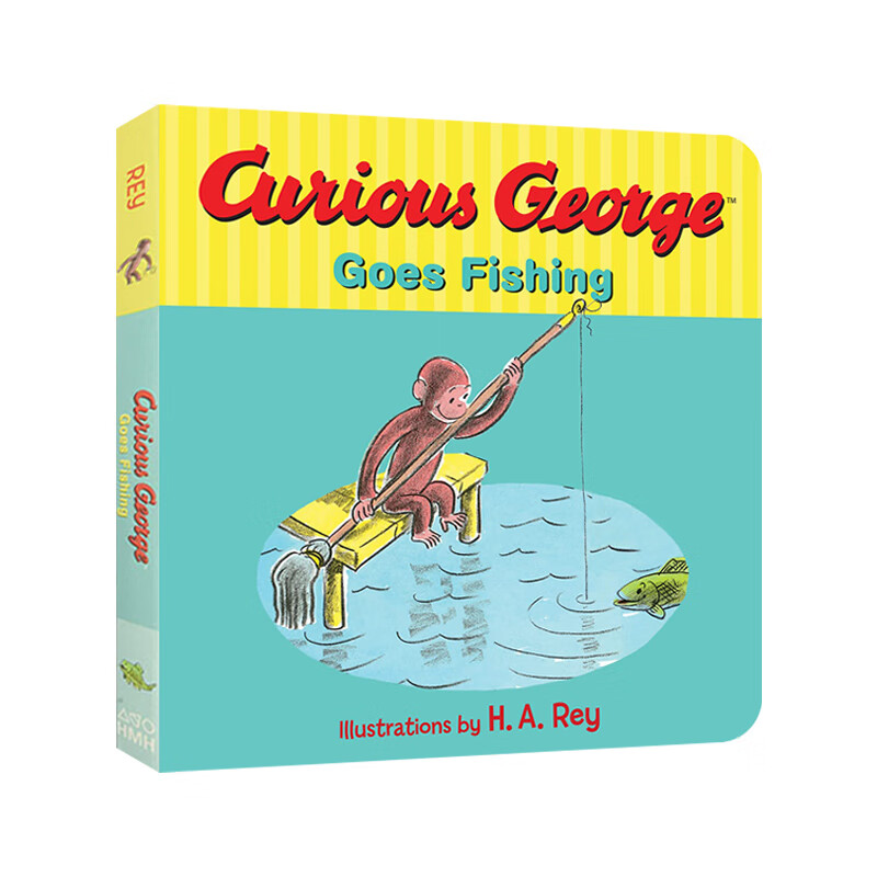 curious george goes fishing 好奇猴乔治去钓鱼 纸板书绘本 英文版