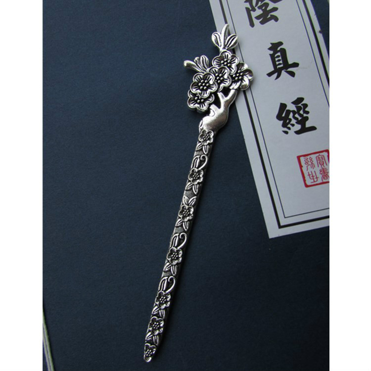古典传统梅花发簪晚清冷梅大唐牡丹花簪子旗袍盘发古代风头钗 古银