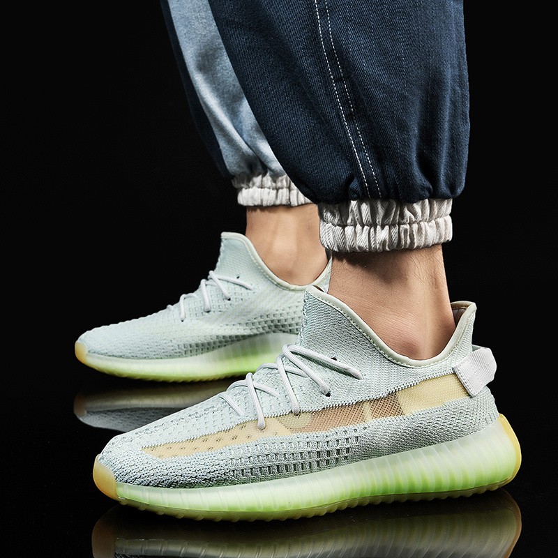 狄宏椰子鞋350满天星莆田男鞋飞织网面透气跑步运动休闲潮鞋子男 海盐