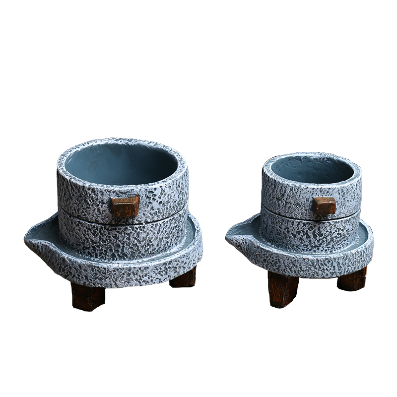 花盆小石磨创意水泥花盆小绿植花卉花盆家用室内阳台多肉植物花盆