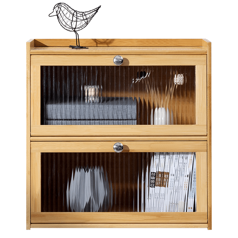 老竹匠简易桌面多层小书架桌上简约学生楠竹落地组合书房翻门整理置物架储物架阅读架层架-原色三层50长