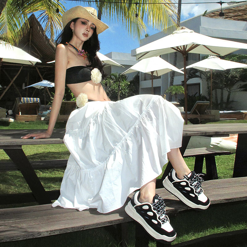 共迹gongji 2025秋季新款福蝶面包鞋方头板鞋厚底增高运动鞋轻便休闲鞋女鞋 黑色-夜迷蛱蝶 35 (225mm)