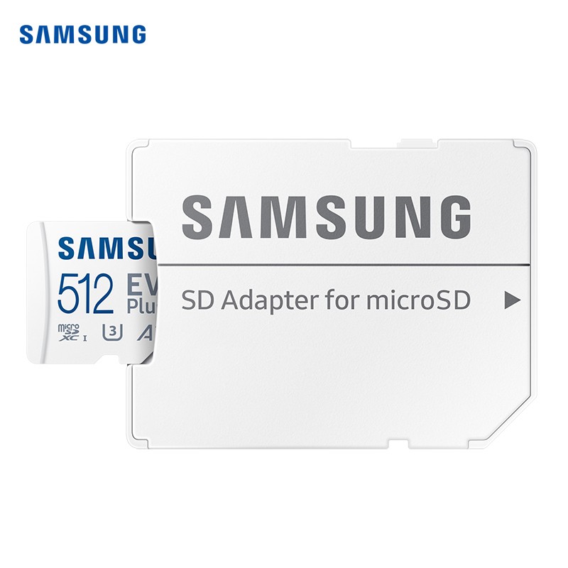 三星TF卡 MicroSD内存卡U3 4K手机surface平板电脑 无人机运动相机游戏掌机高速存储卡V30 EVO Plus 白卡 512G 160MB/s