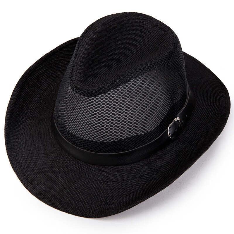 沫子兰夏季帽子男 网子透气中沿牛仔帽户外遮阳凉帽防晒太阳帽子 黑色