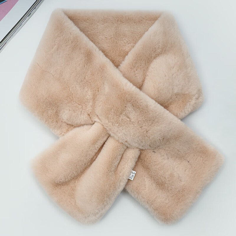 达芬奇密码 冬季保暖仿獭兔毛围脖围巾女士韩版百搭护颈毛领子 裸色