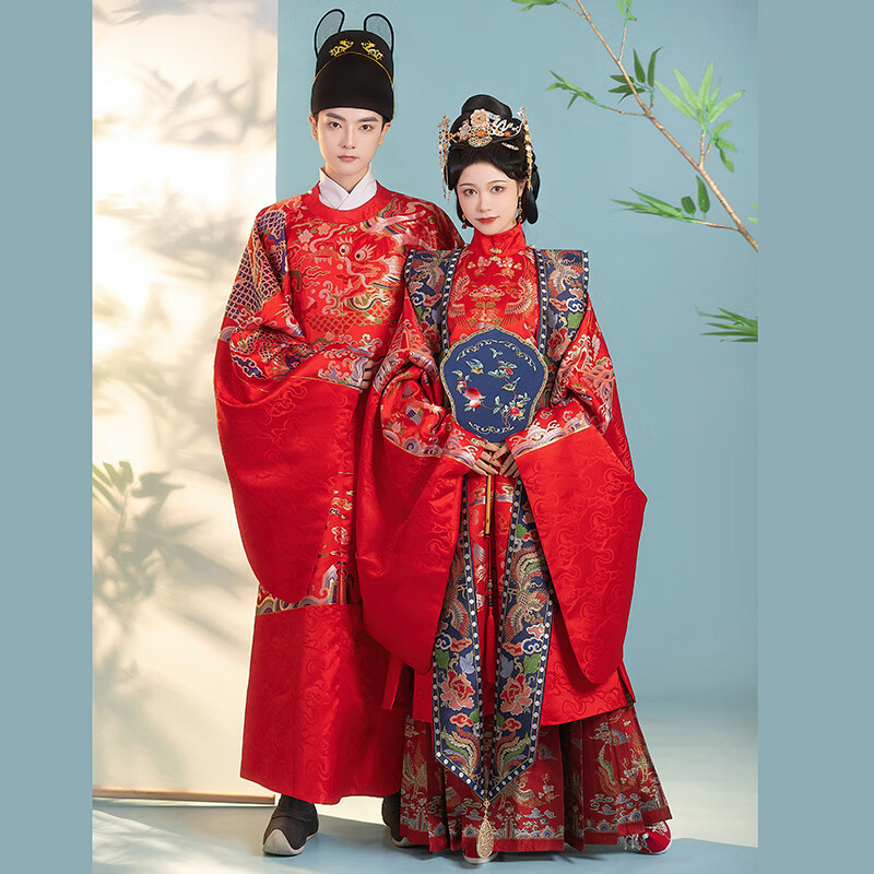 zhouyouyang或锦良缘明制立领圆领大襟妆花长袄马面裙男女款婚服花嫁