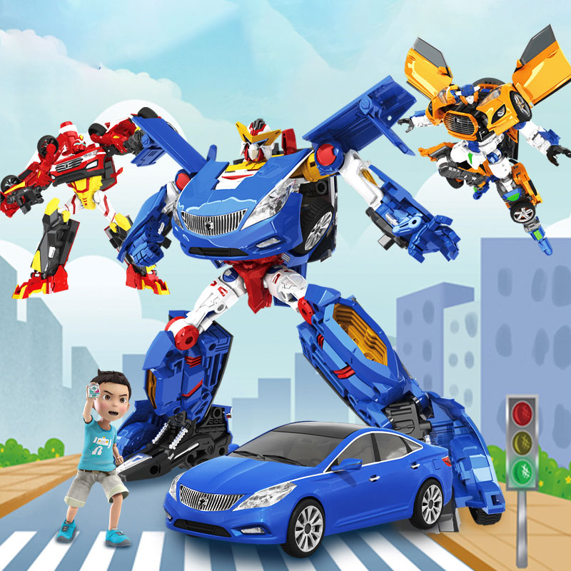 变形玩具汽车王牌车手机器人儿童哈宝伽卡宝金刚雄tx 红色01-王牌车手
