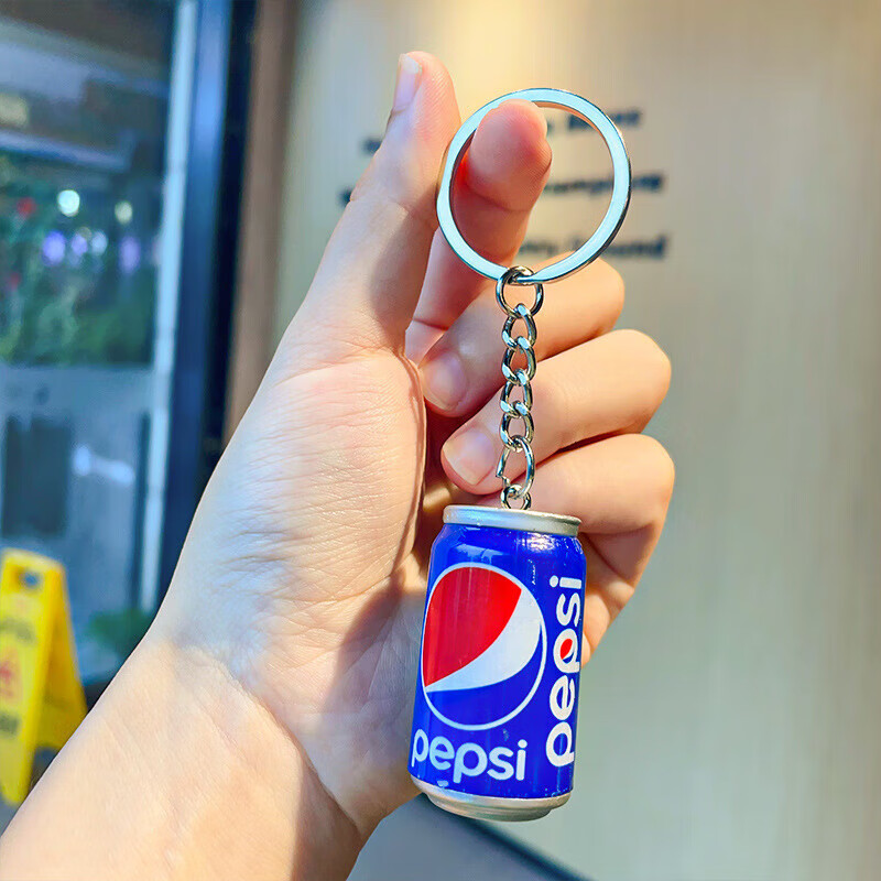 婕茵桐新款仿真迷你易拉罐可乐雪碧钥匙圈创意钥匙扣 易拉罐-百事可乐