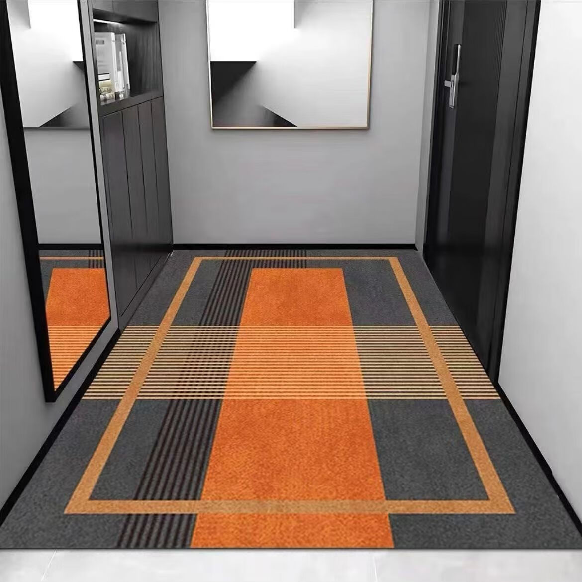 京胜树大尺寸可裁剪硅藻泥入户门地垫进门门垫防滑家用大门口垫玄关竖版 橙01 定制联系客服