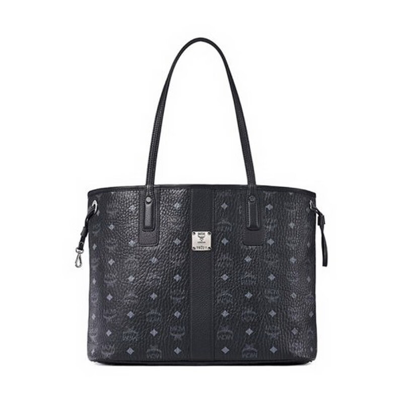 mcm/女经典logo印花双面pvc大容母包手提单肩包龙年奢饰品潮牌 黑色