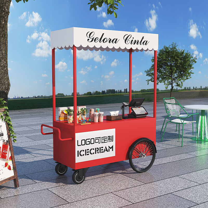 艺莉摆摊小推车夜市花车铁艺促销小吃车可移动售货地摊专用冰粉水果捞