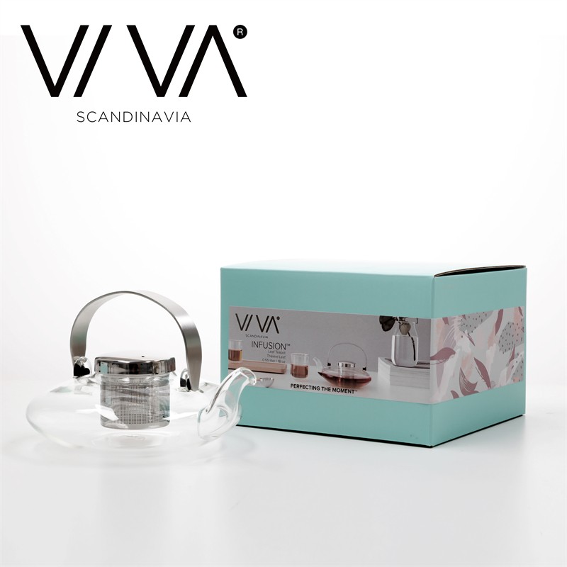 VIVA scandinavia玻璃沏泡茶壶围炉煮茶耐热玻璃分离茶壶可明火电陶炉加热550ml 一壶四杯/双层杯100ml