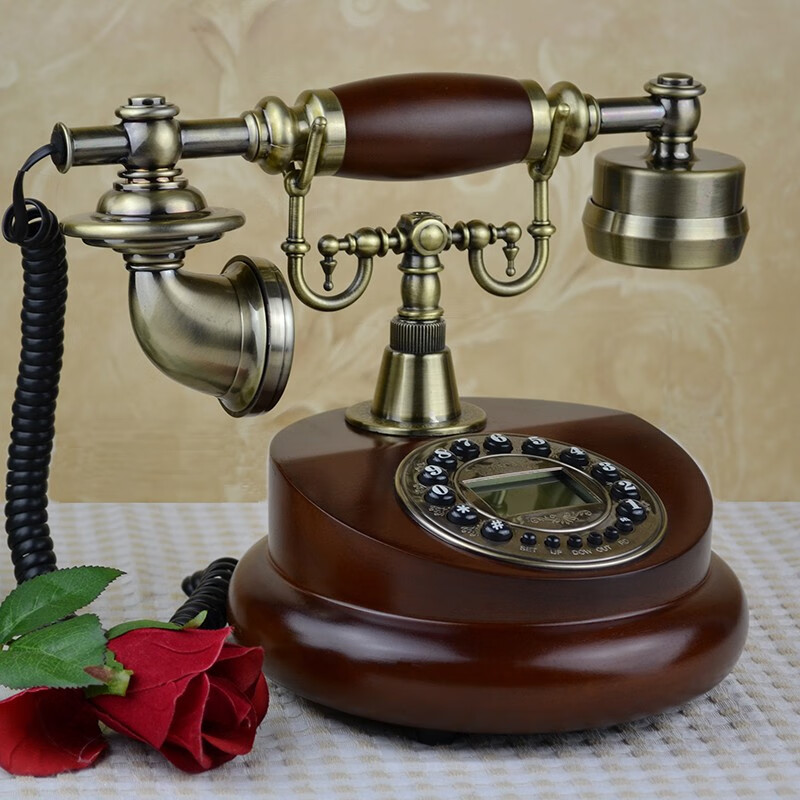 蒂雅菲（DIYAFEI） 欧式复古老式转盘电话机美式仿古家用座机时尚创意电话无线插卡蒂雅菲 无线：全网通用手机卡（红木色）
