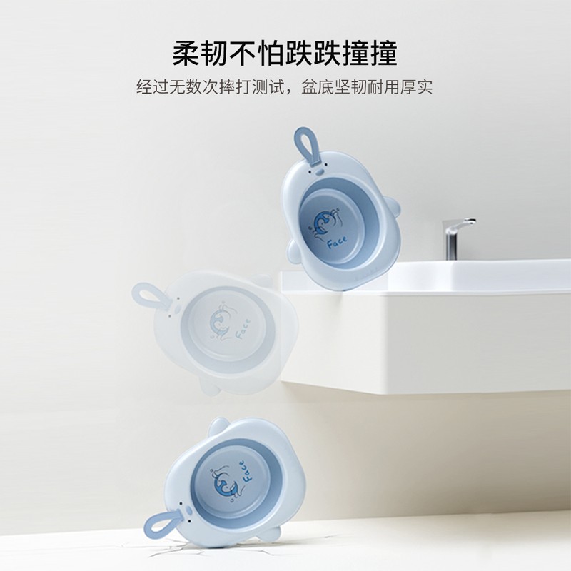 嫚熙(EMXEE)宝宝折叠脸盆小可悬挂婴儿童新生洗脸洗屁股便携用 3个装【洗脸脸+洗脚脚+洗屁屁】