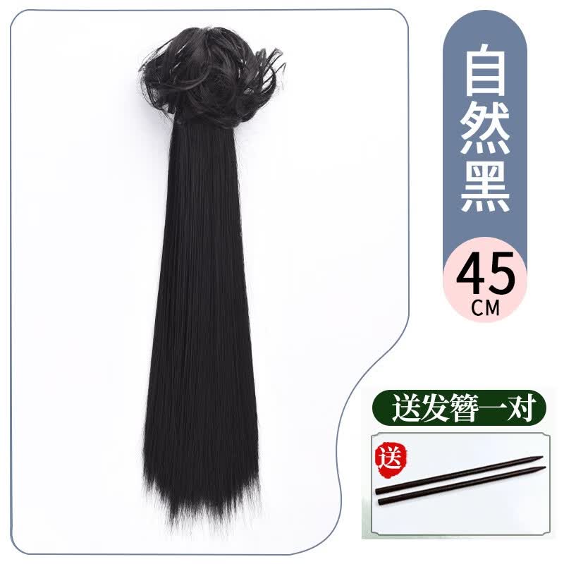 凯菲假发马尾女新中式直发辫子气质汉服旗袍长发仿真发中国风抓夹发包 新中式直发 + 发簪 自然黑使用感如何?