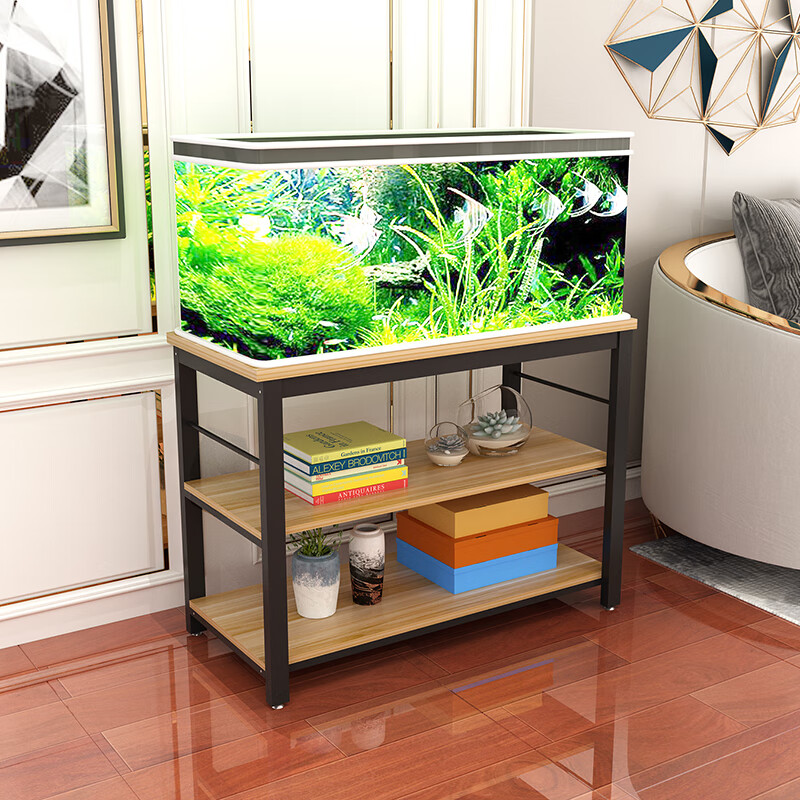 微宜 新款钢木鱼缸底柜金属底架不锈钢鱼缸架子铁艺鱼缸柜可定做 长50