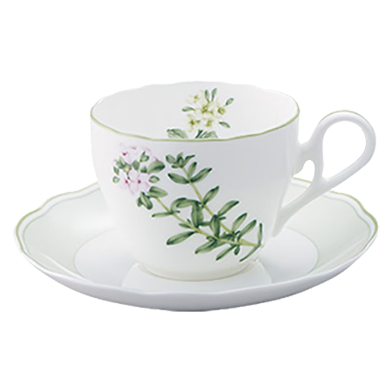 NoritakeENGLISH HERBS英式下午茶茶具高檔骨瓷咖啡杯禮盒裝小清新杯 咖啡杯碟