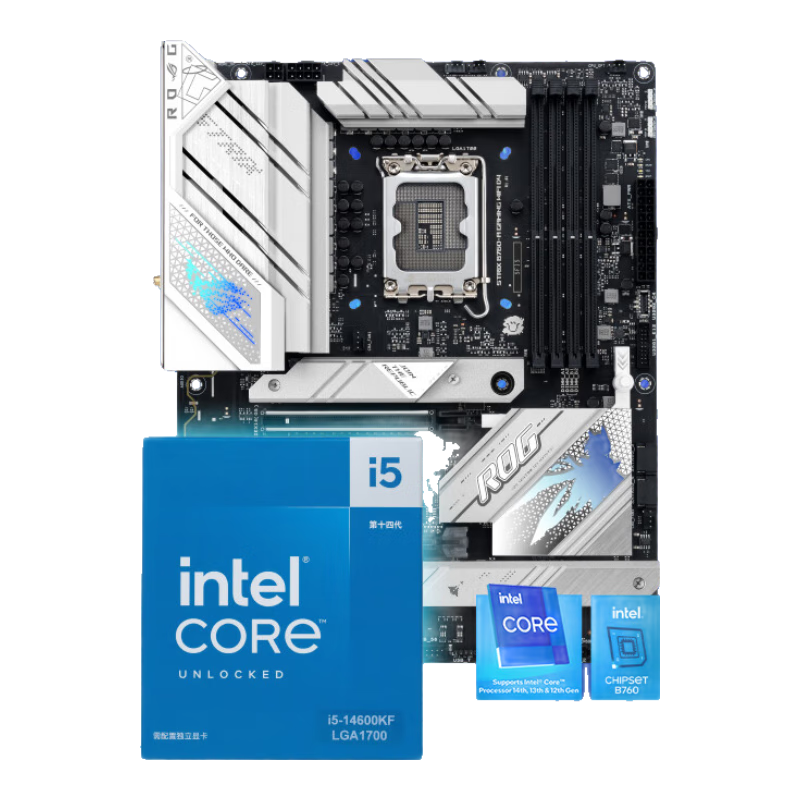 ��˶ ROG B760 ��ѩD4����+i5 14600KF CPU ROG B760 ��ѩD4,i5 14600KF