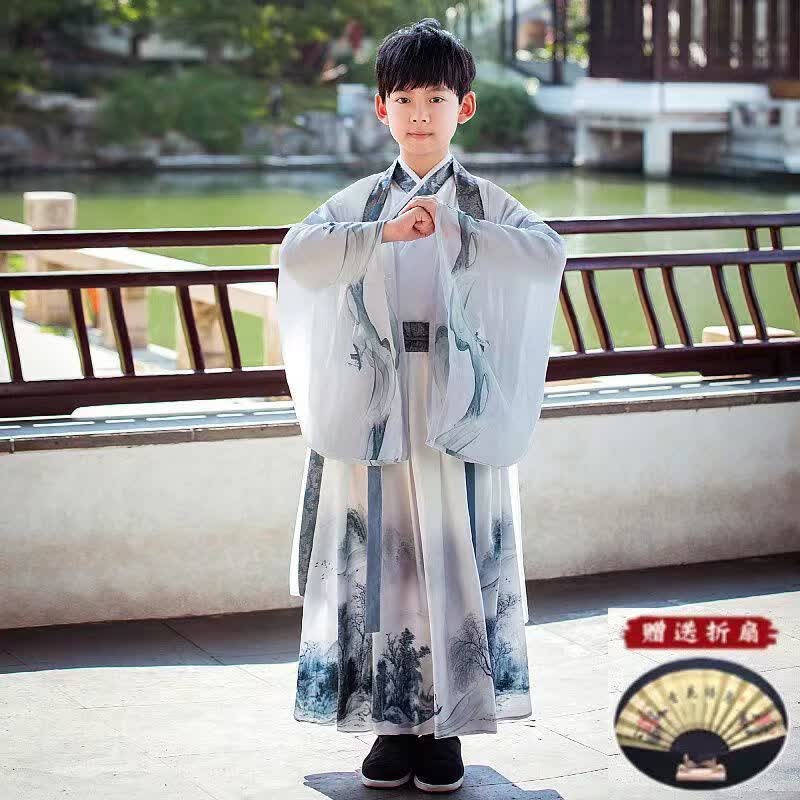 苏奇豆儿童汉服男童唐装春季古装中国风公子少爷服小男孩国学演出服套装 云纹+外披[扇子] 160使用感如何?