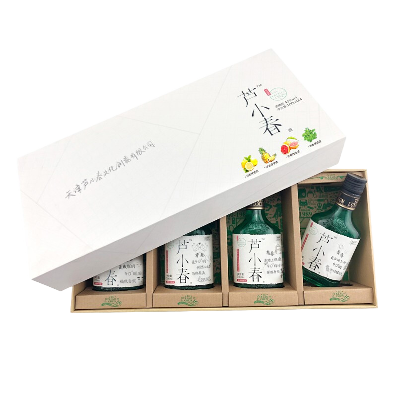 芦小春浓香型白酒40度100ml*4瓶/盒纯粮鲜果蒸馏礼盒装送礼伴手礼官方 40度 100mL 4瓶 礼盒装