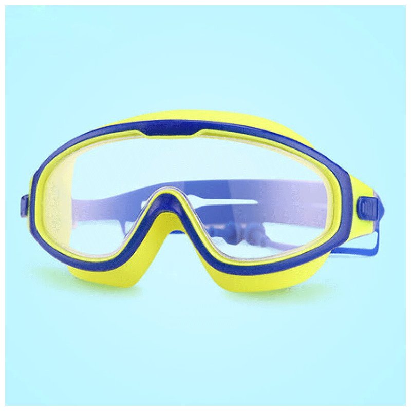 宸芃防雾大框舒适泳镜儿童游泳眼镜连体耳塞男女通用泳镜 深蓝黄