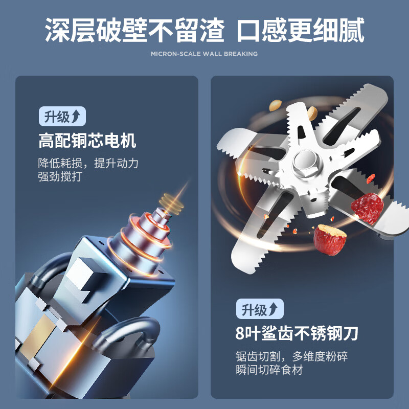 蓝宝(BLAUPUNKT)柔音破壁机家用豆浆机1.6升加热全自动榨汁机辅食米糊料理早餐机升级49分贝降噪PB02S