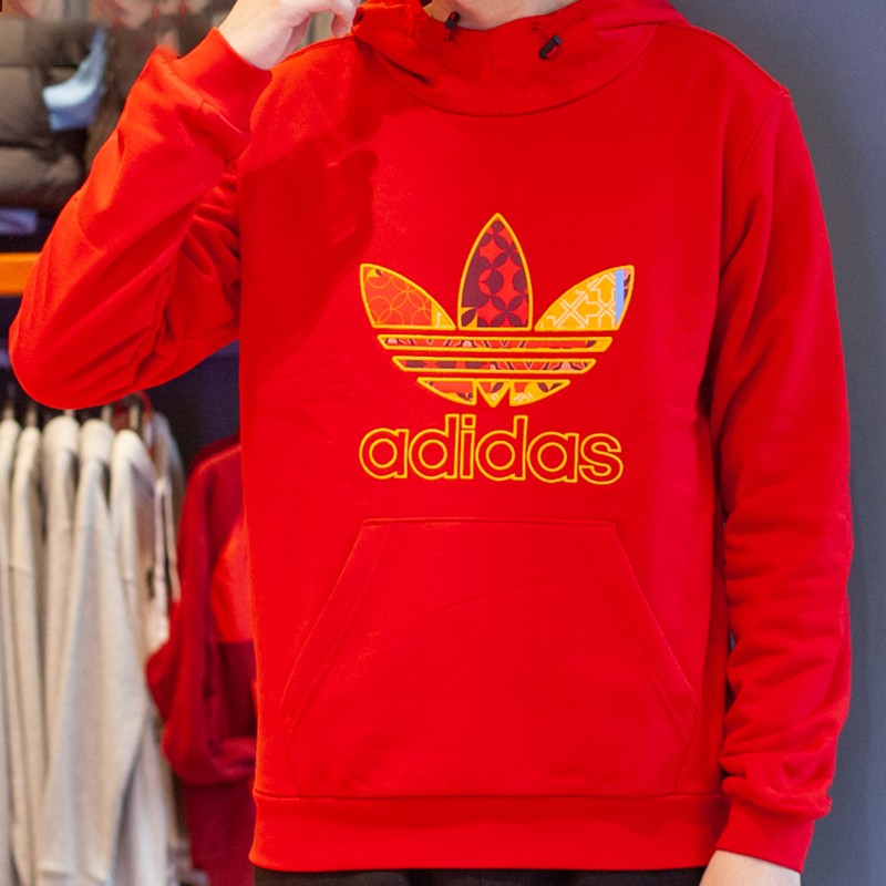 阿迪达斯 (adidas) 三叶草卫衣男22春秋运动新年款休闲大logo连帽卫衣
