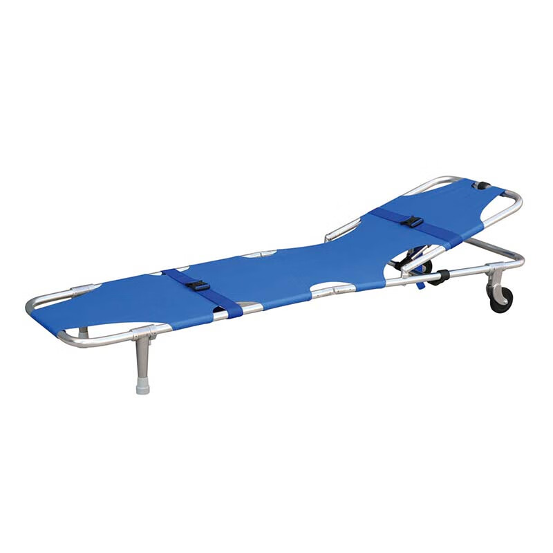 医用铝合金折叠担架 急救救援担架床 带轮可抬头救护担架