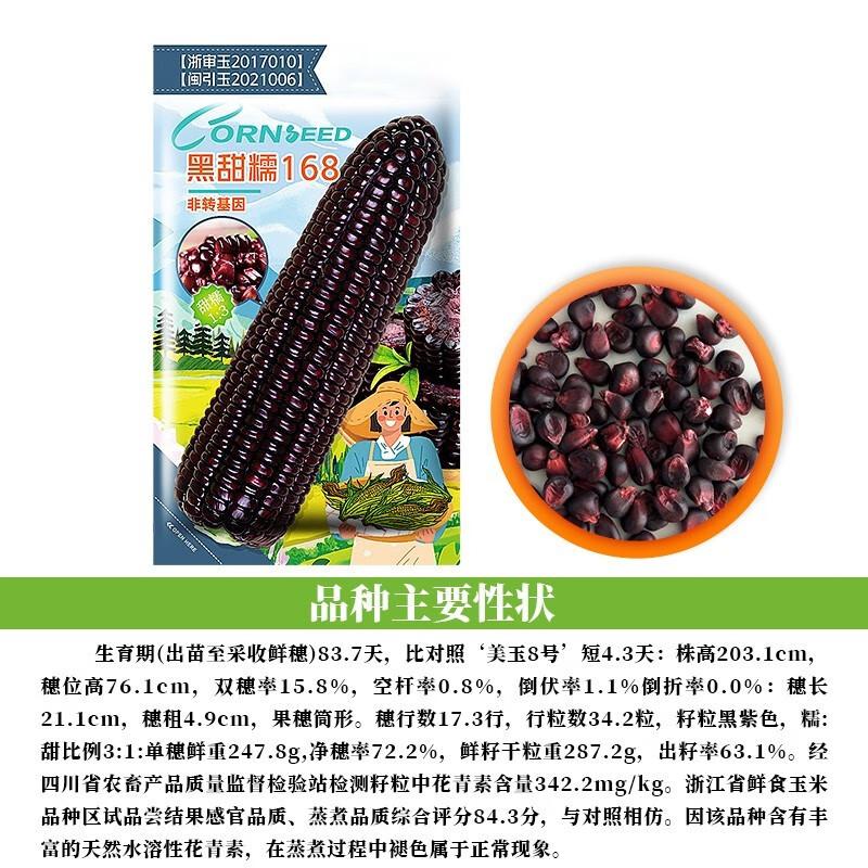 细辛黑甜糯168玉米种子水果玉米种籽稳产大棒甜糯玉米种孑玉米种籽子