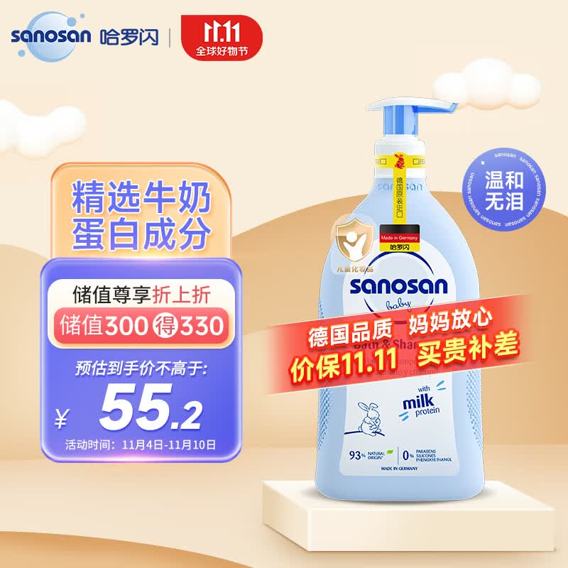 哈罗闪（sanosan）婴儿洗发沐浴露二合一400ml 【0-3岁】儿童洗发水沐浴液易冲洗使用感如何?
