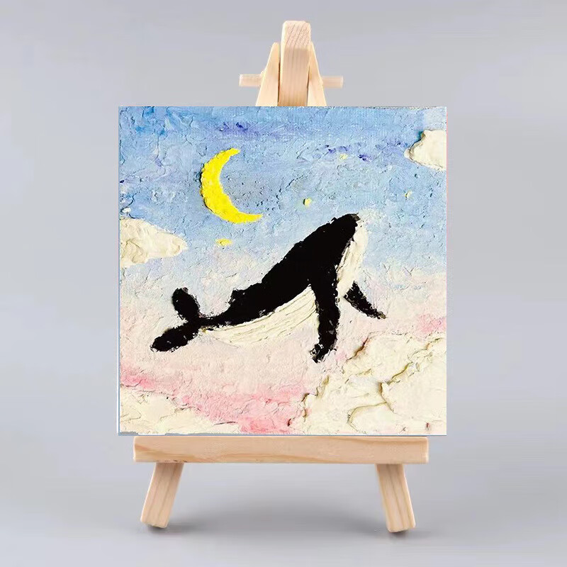 云创典肌理画diy材料手工手绘装饰画丙烯颜料石英砂画框材料包 鲸鱼