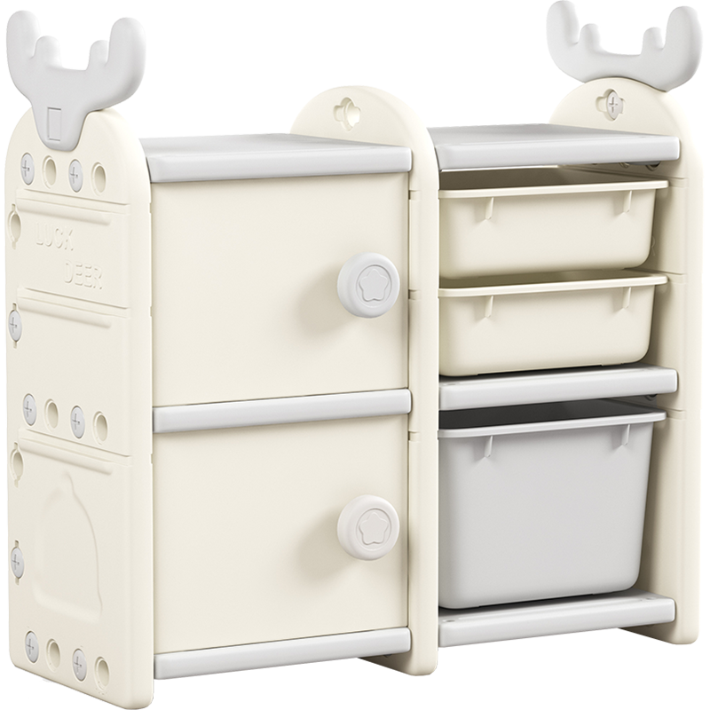 林氏木业(Kids)儿童玩具收纳架家用收纳柜多层分类整理架置物架宝宝储物架 【2组2层】麋鹿收纳架