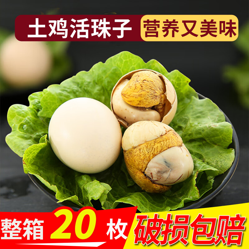 龙城香13天新鲜活珠子熟食毛蛋20枚鸡胚蛋 钢化蛋开袋即食毛鸡蛋 五香活珠子20枚