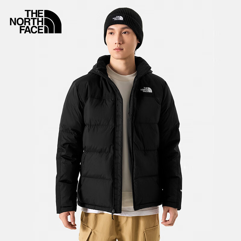 The North Face北面羽绒服男户外保暖防泼水鹅绒4U82 宇宙黑/4H0 L