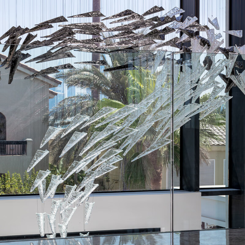 玻璃空中吊饰售楼部沙盘天花装饰酒店大堂厅飞机装置定制工具 定金-c