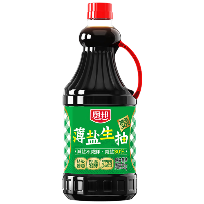 厨邦酱油  薄盐生抽 酱油【黄豆特级酱油】1.5kg 酿造酱油 减盐30%