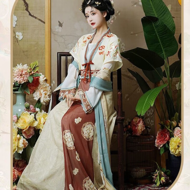 依店汉服女青年夏季新款唐装制服唐制褙子复原齐腰八破裙【长乐公主】