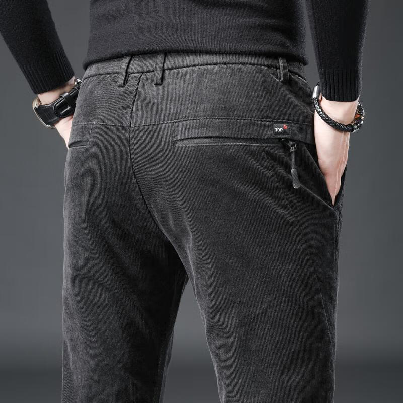 男裤子秋冬季条绒男款休闲长裤子直 深灰不加绒 882 28 腰围2尺1