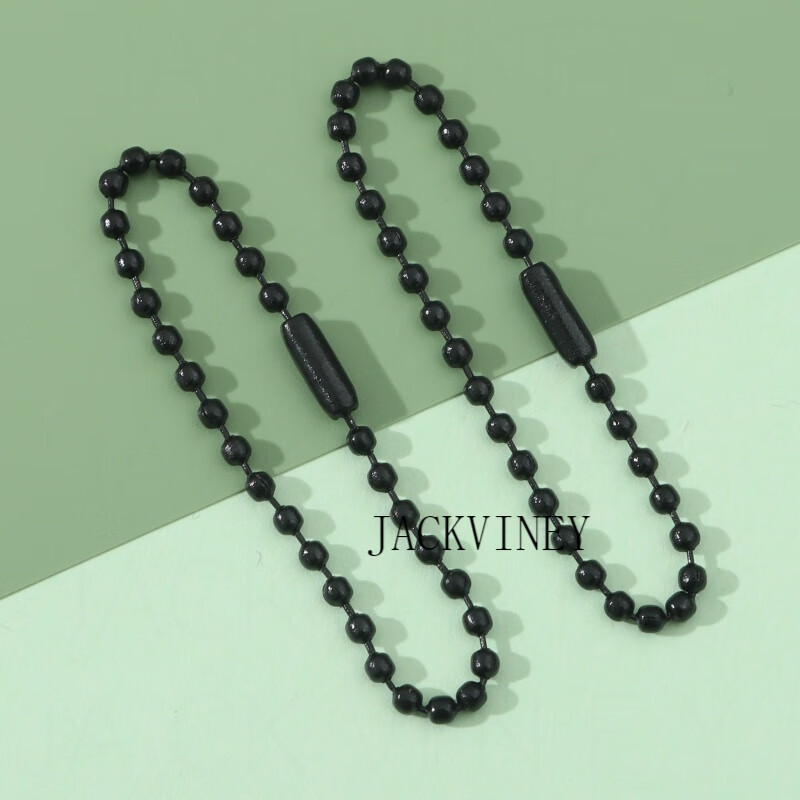 JACKVINEY10條彩色金屬噴漆鏈條波珠鏈吊鏈 手工DIY飾品配件鑰匙鏈掛件扣生 K LW黑色 12cm 10條/包