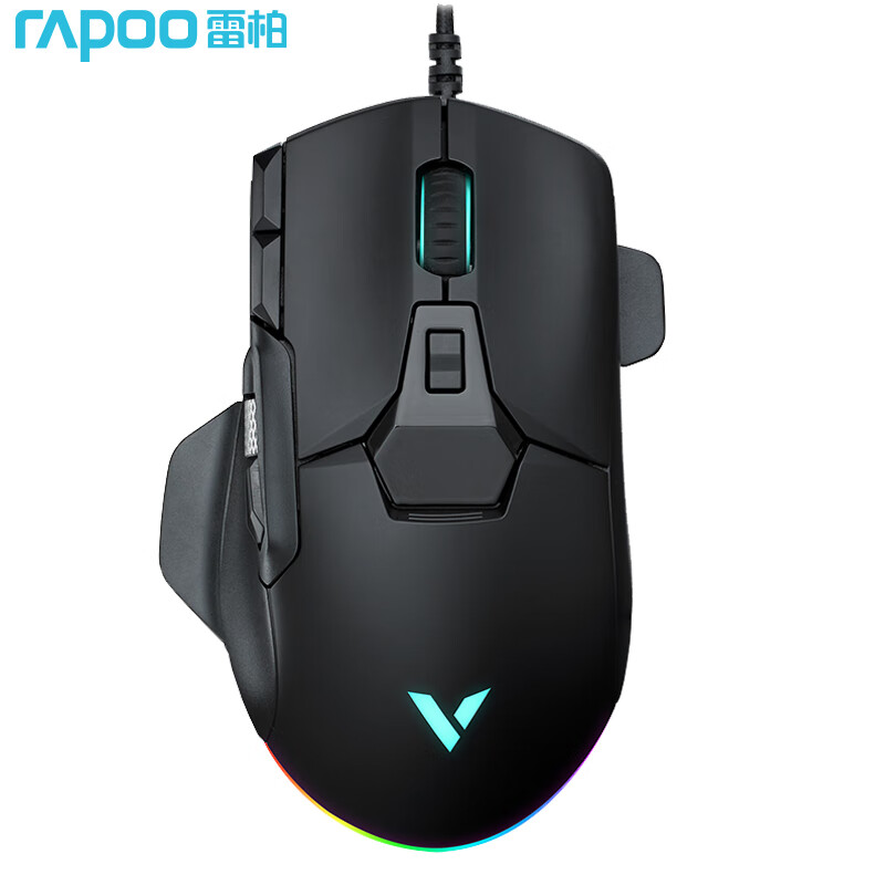 雷柏（Rapoo） V330 有线鼠标 游戏鼠标 12个可编程按键 人体工程学 电竞鼠标 吃鸡鼠标 黑色 6200DPI