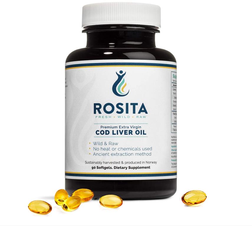 美国rosita extra virgin cod liver oil鱼肝油胶囊维生素ad90粒
