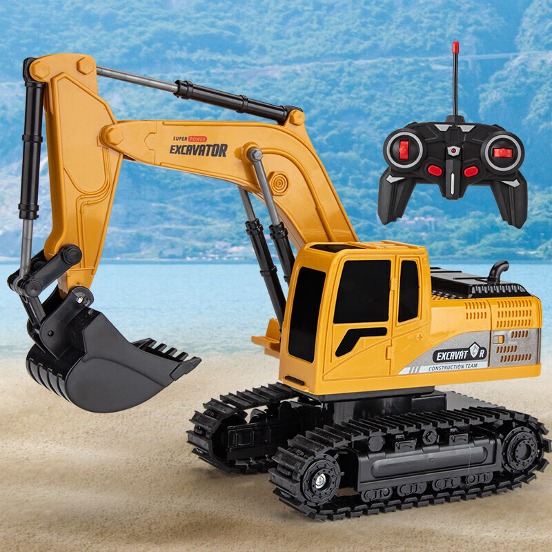 益米六一儿童节礼物玩具遥控挖掘挖土机工程车电动挖机模型男孩3-6岁