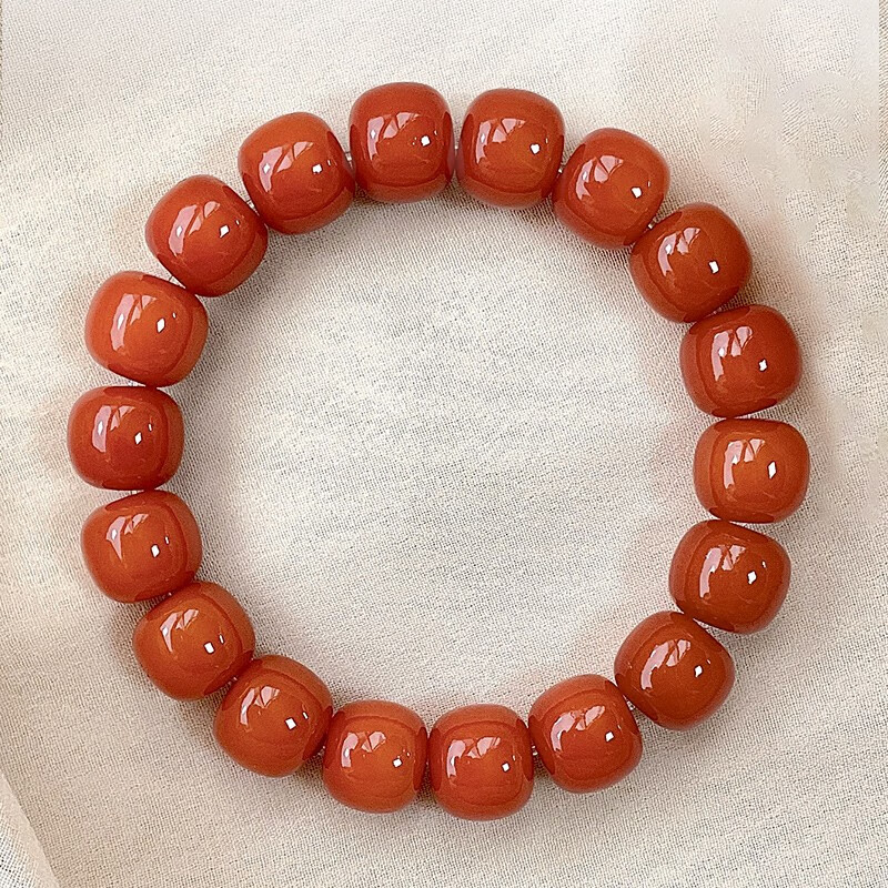 宝铂琳朱砂供白玉菩提根手串学生真品红色菩提子文玩佛珠本命年男女