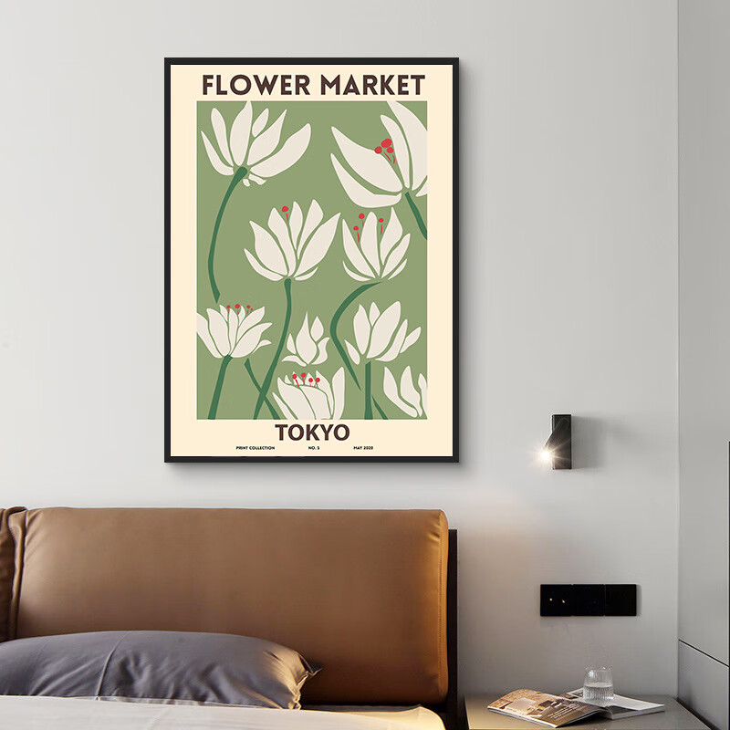 个个熊北欧小众艺术挂画民宿复古客厅装饰画浪漫花朵抽象画桌面摆台墙