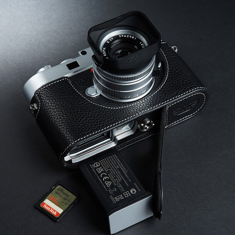 底座皮徕卡m11相机包leica m11皮套保护套牛皮真皮 黑色白线