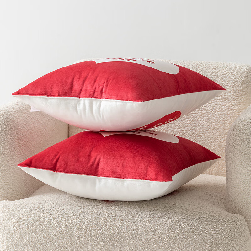 可口可乐水晶绒抱枕办公室午睡沙发靠垫车用腰靠枕 怦然心动 35cm*35cm 含枕芯 一对装