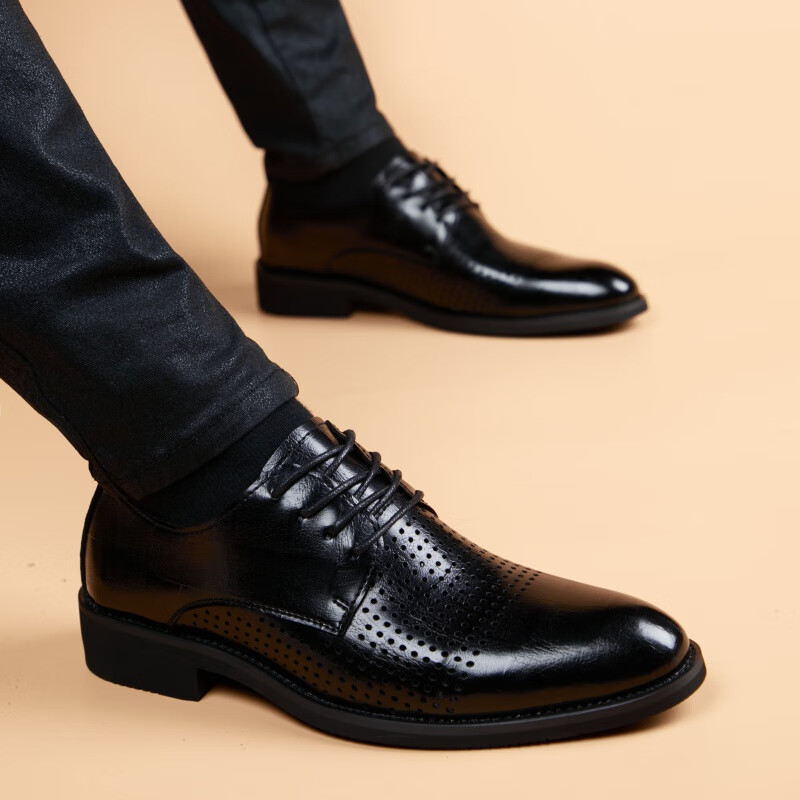 mk belle意大利轻奢侈新品皮鞋男夏季透气真皮韩版凉鞋镂空防臭男士内