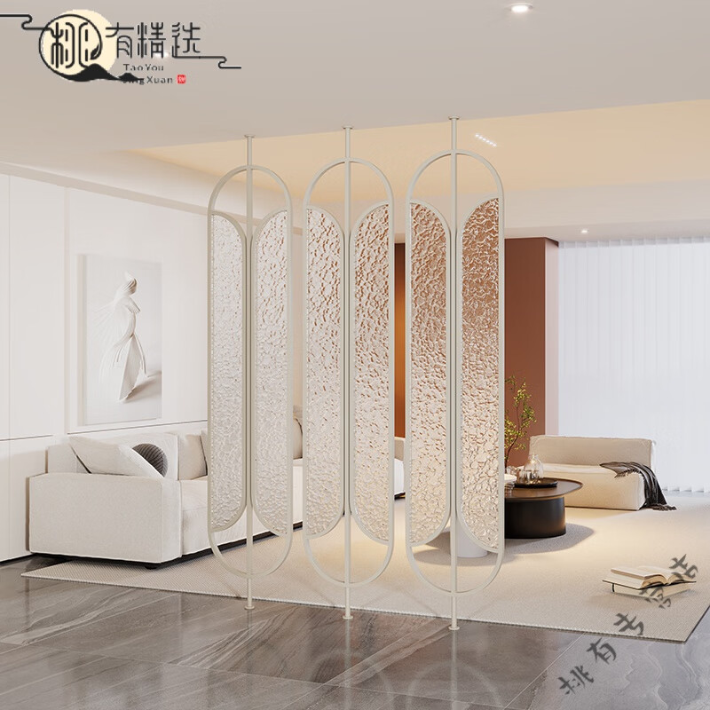 妙普乐高档轻奢玻璃屏风隔断客厅现代简约传袭白简约现代入户玄关卫生