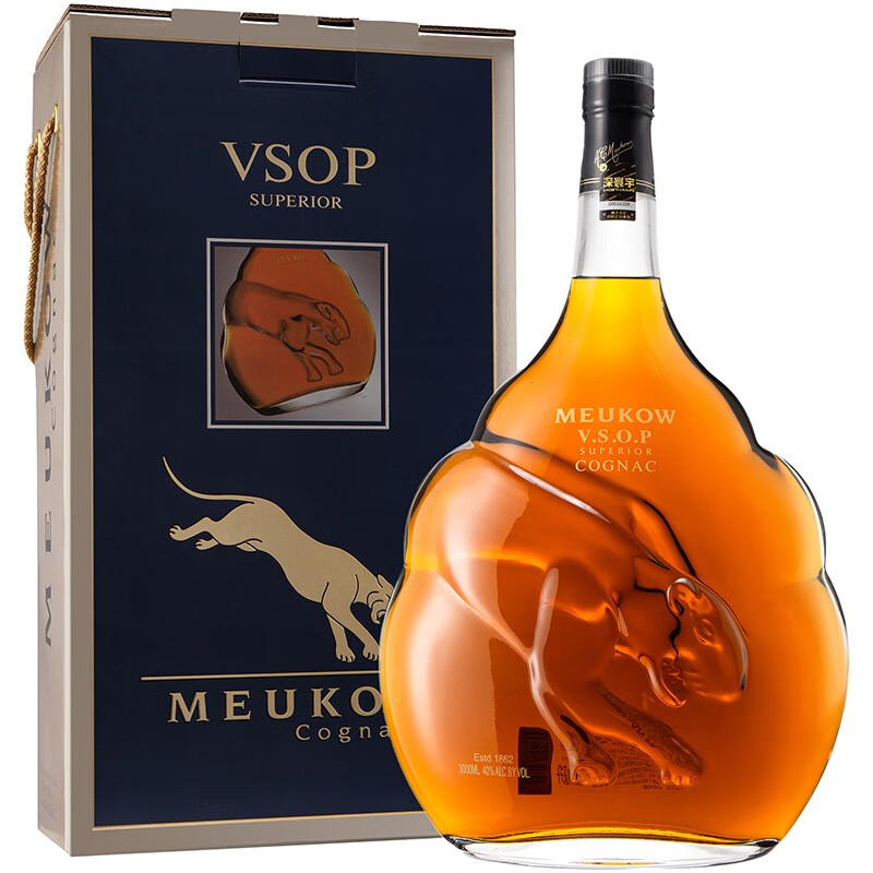 墨高(meukow)vsop干邑白兰地洋酒 3000ml 大瓶酒 法国原瓶进口 商务
